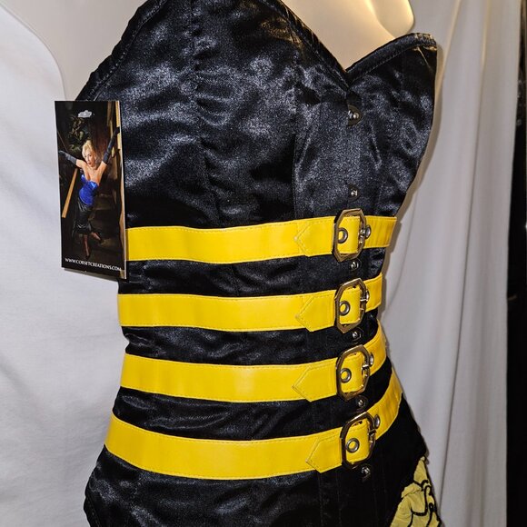 NWT SMALL 24" Tight Lacing Bee Corset Steel Boned - Picture 3 of 16